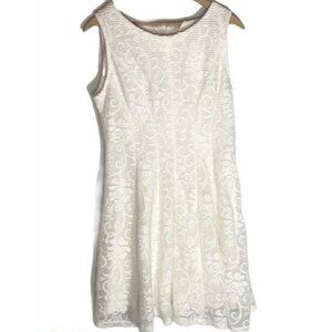 cb established1962 white lace floral flared dress layered sleeveless 8P READ